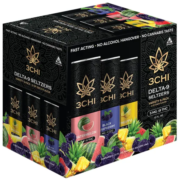 3Chi Delta 9 THC 5mg Seltzer Variety 6pk 12oz Can